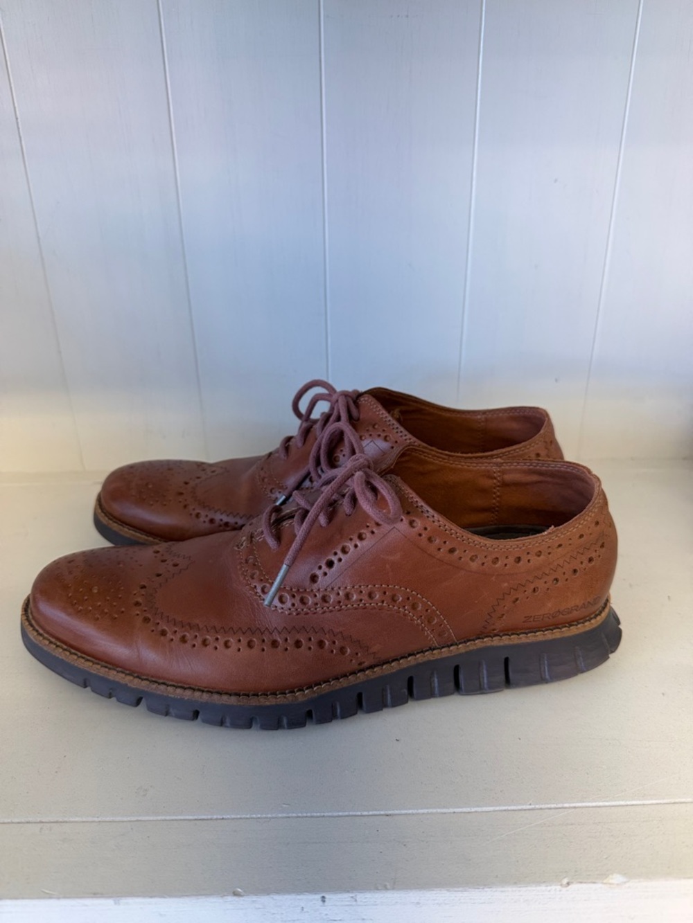 Cole Haan Zerogrand Tan Leather Wingtip Oxfords - Picture 2 of 6